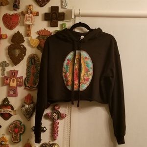 Virgen de Gadalupe Oversized Cropped Hoodie